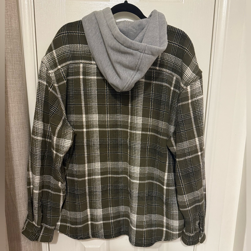 American Eagle Men’s Plaid Hooded Shirt Jacket XL - Picture 2 of 6